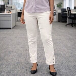 Soft Surroundings Khaki Chinos Stud Snap Button Elastic Waistband Pants LARGE